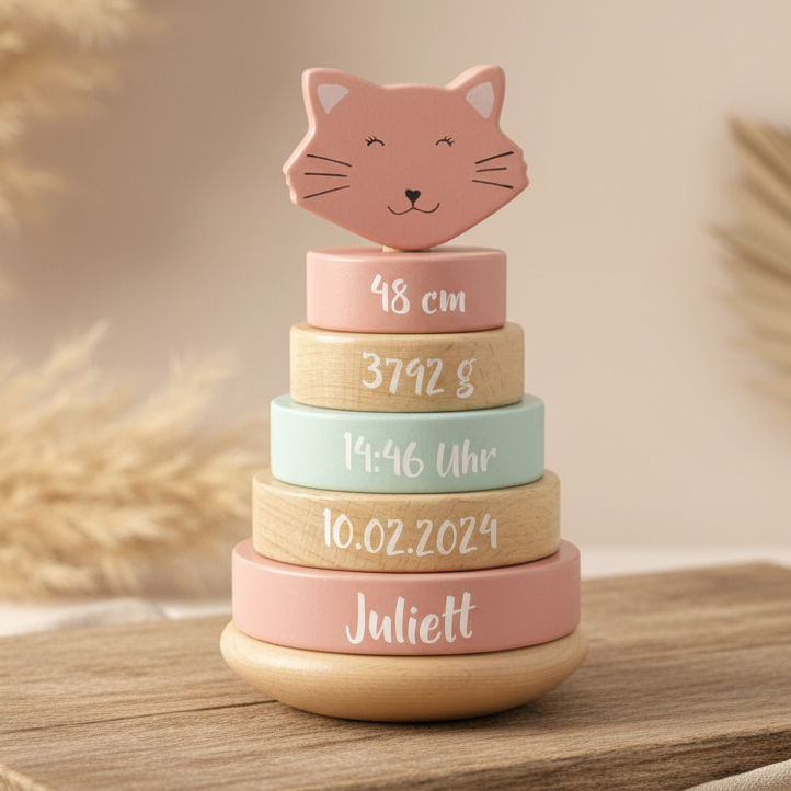Holz Stapelturm - Frau Katze - zur Geburt | Trixie