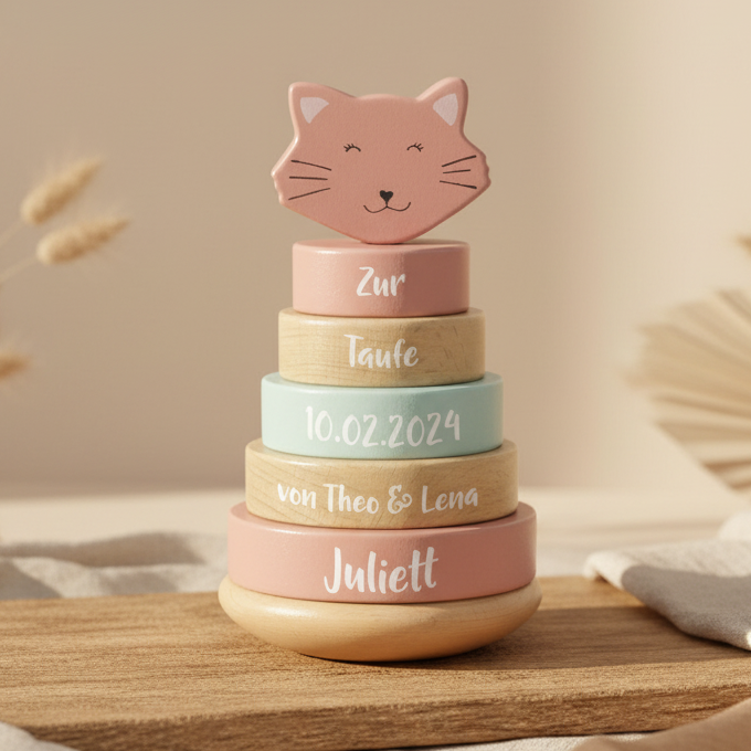 Wooden Stacking Tower - Mrs. Cat - for Baptism | Trixie