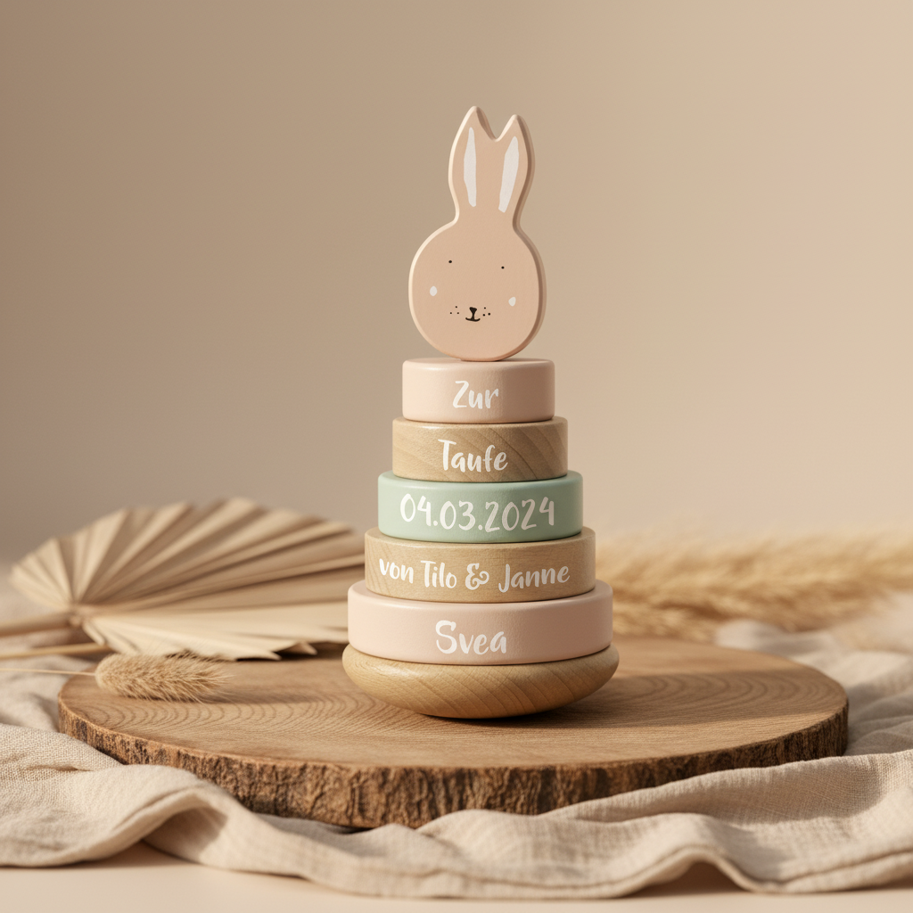 Stapelturm Frau Hase Holz - Zur Taufe | Trixie