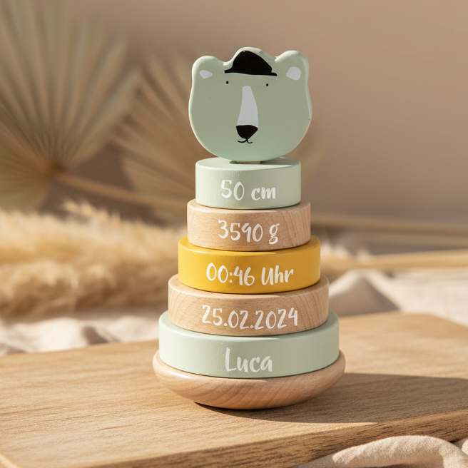 Stapelturm Holz  - Herr Eisbär - Zur Geburt | Trixie