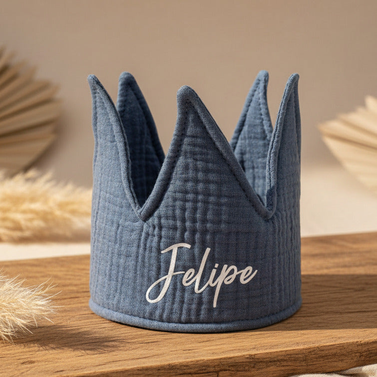 Geburtstagskrone Blau für 1.–5. Geburtstag aus Baumwolle | Jollein