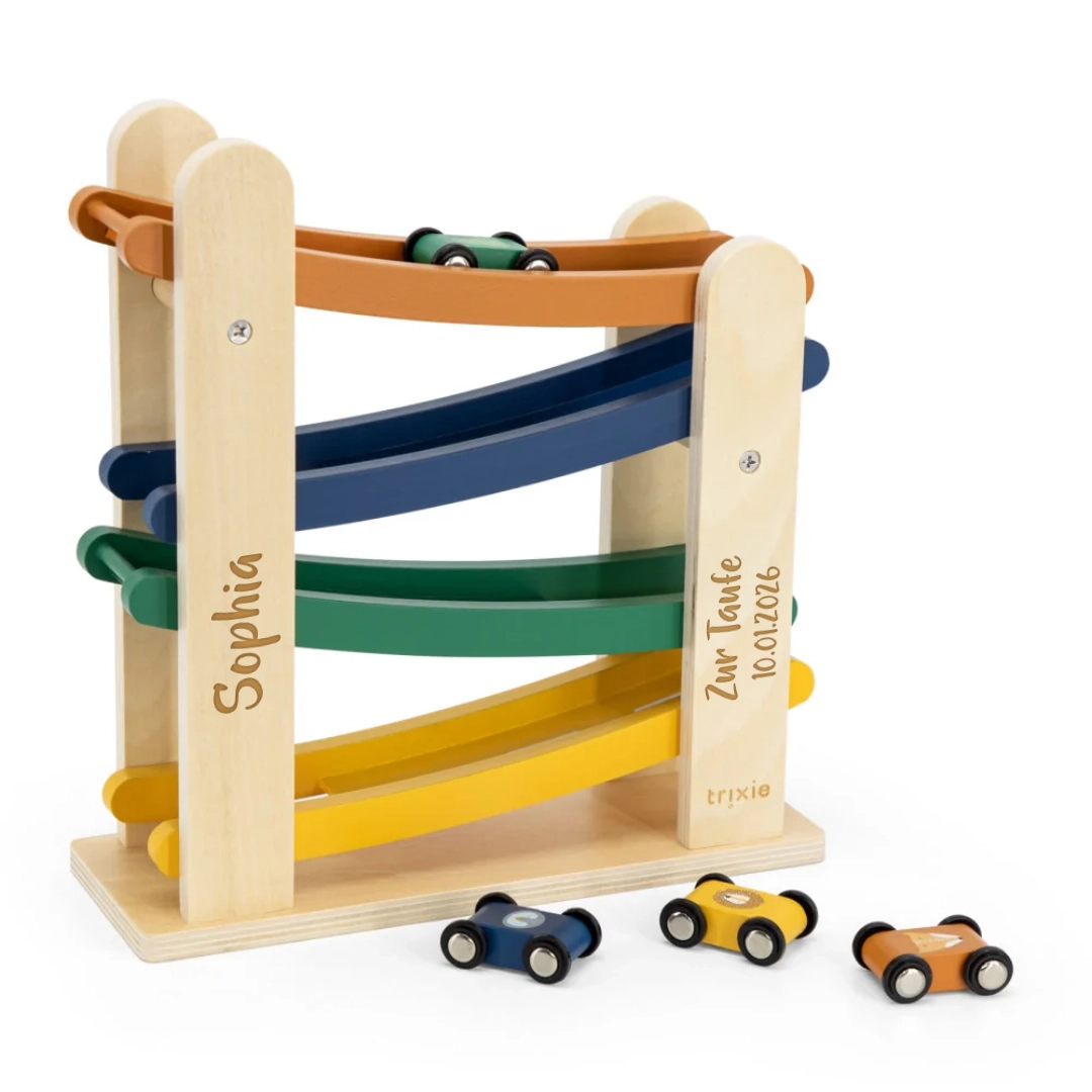 Kugelbahn Holz mit 4 Autos - Zur Taufe | Trixie