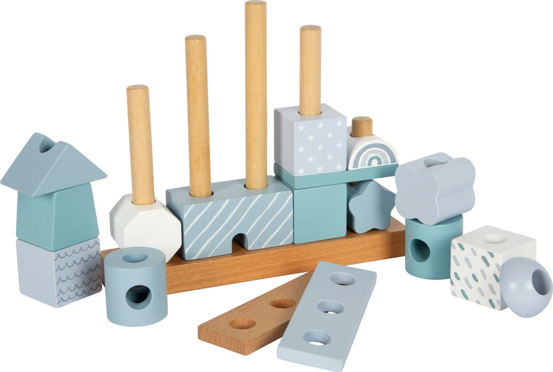 Personalisiertes Stapelhaus blau zur Geburt | small foot by Schmatzepuffer