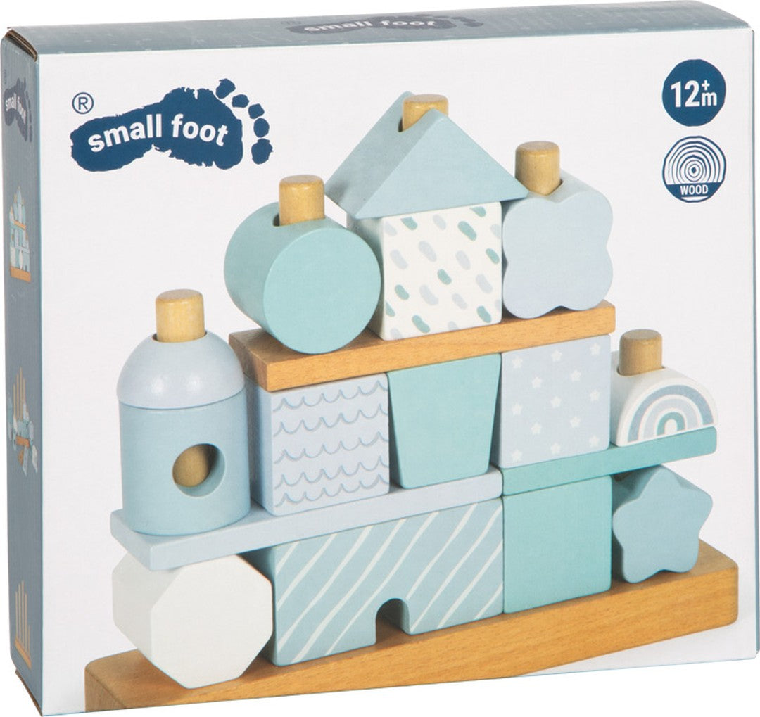 Personalisiertes Stapelhaus blau zur Geburt | small foot by Schmatzepuffer