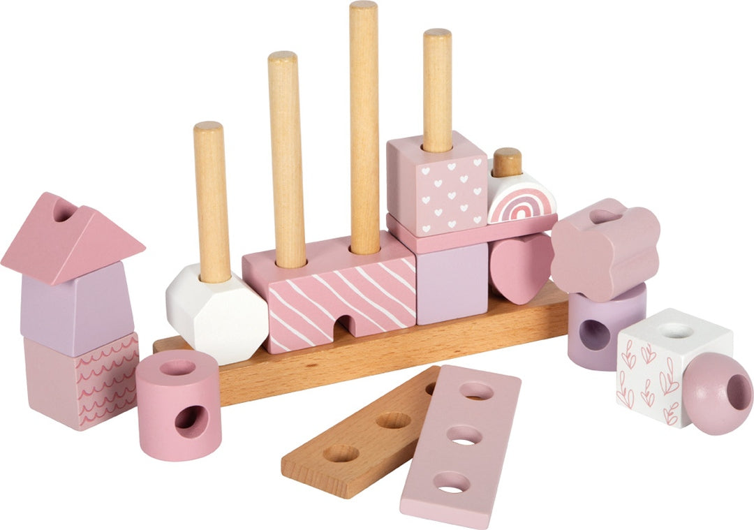 Personalisiertes Stapelhaus rosa zur Geburt | small foot by Schmatzepuffer