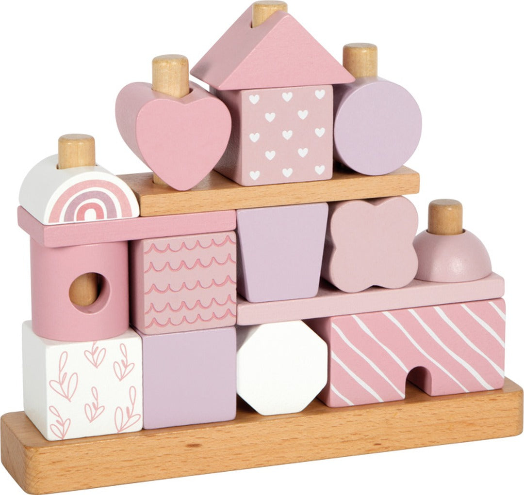 Personalisiertes Stapelhaus rosa zur Geburt | small foot by Schmatzepuffer