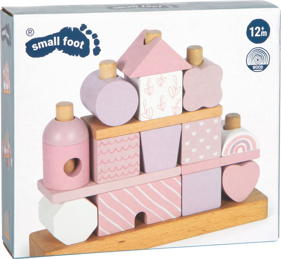 Personalisiertes Stapelhaus rosa zur Geburt | small foot by Schmatzepuffer