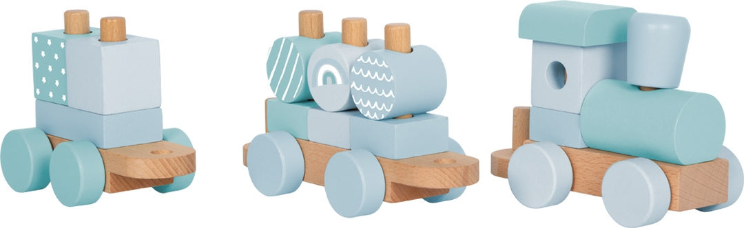 Personalisierter Holz-Zug blau - Zur Geburt | small foot by Schmatzepuffer