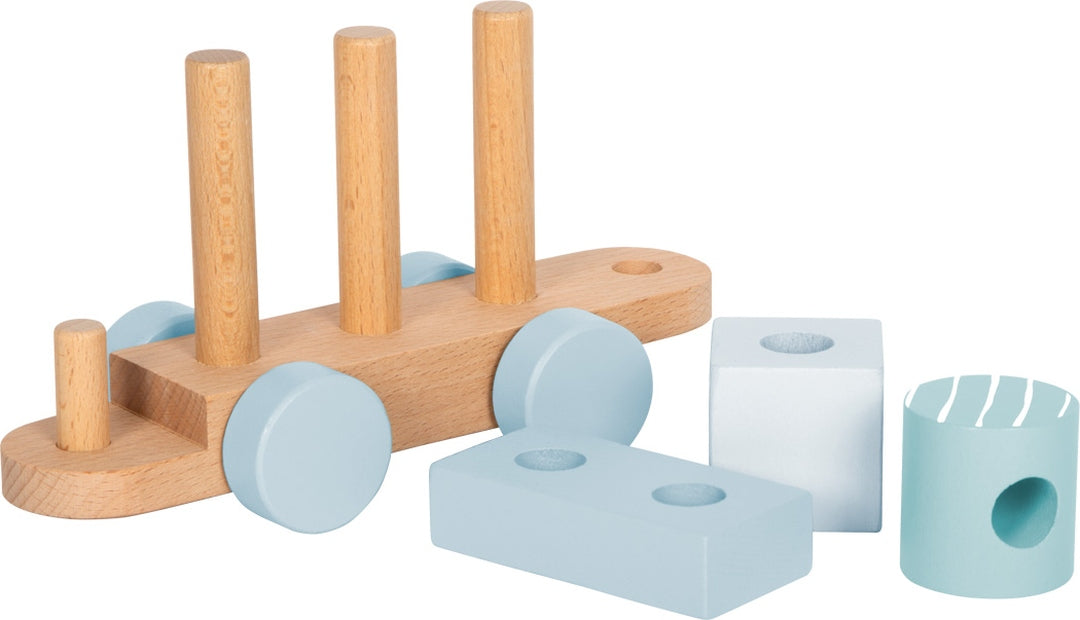 Personalisierter Holz-Zug blau - Zur Taufe | small foot by Schmatzepuffer