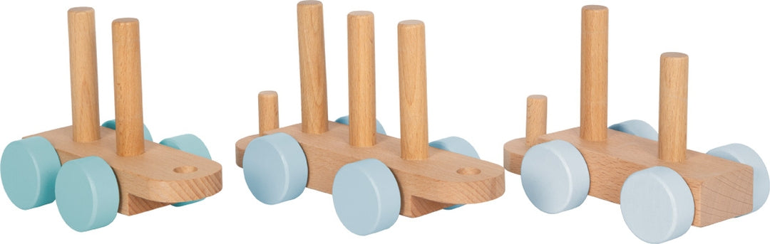 Personalisierter Holz-Zug blau - Zur Taufe | small foot by Schmatzepuffer