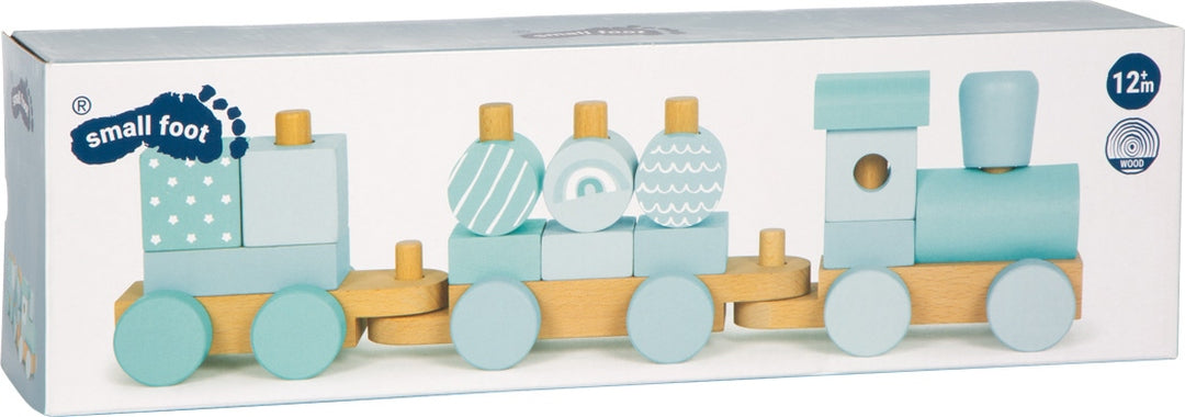Personalisierter Holz-Zug blau - Zur Taufe | small foot by Schmatzepuffer
