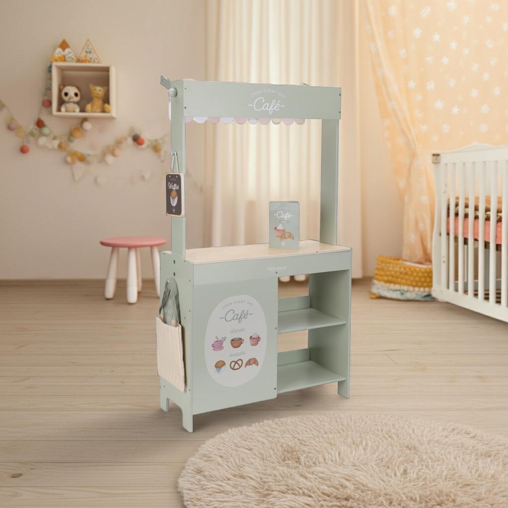 Marktstand & Café aus Holz – 2-in-1 Spielstand
 | Little Dutch