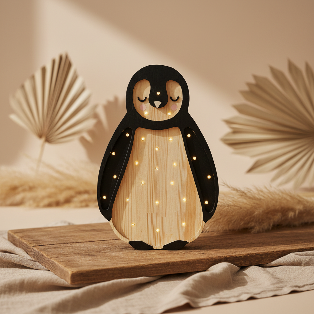 Lampe Baby Pinguin Holz | Little Lights