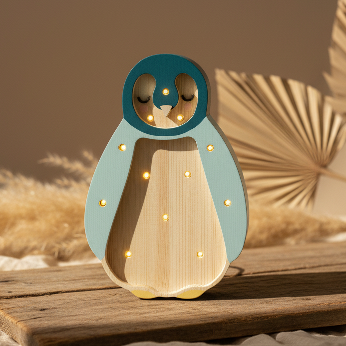 Lampe Baby Pinguin mini, Holz/blau | Little Lights