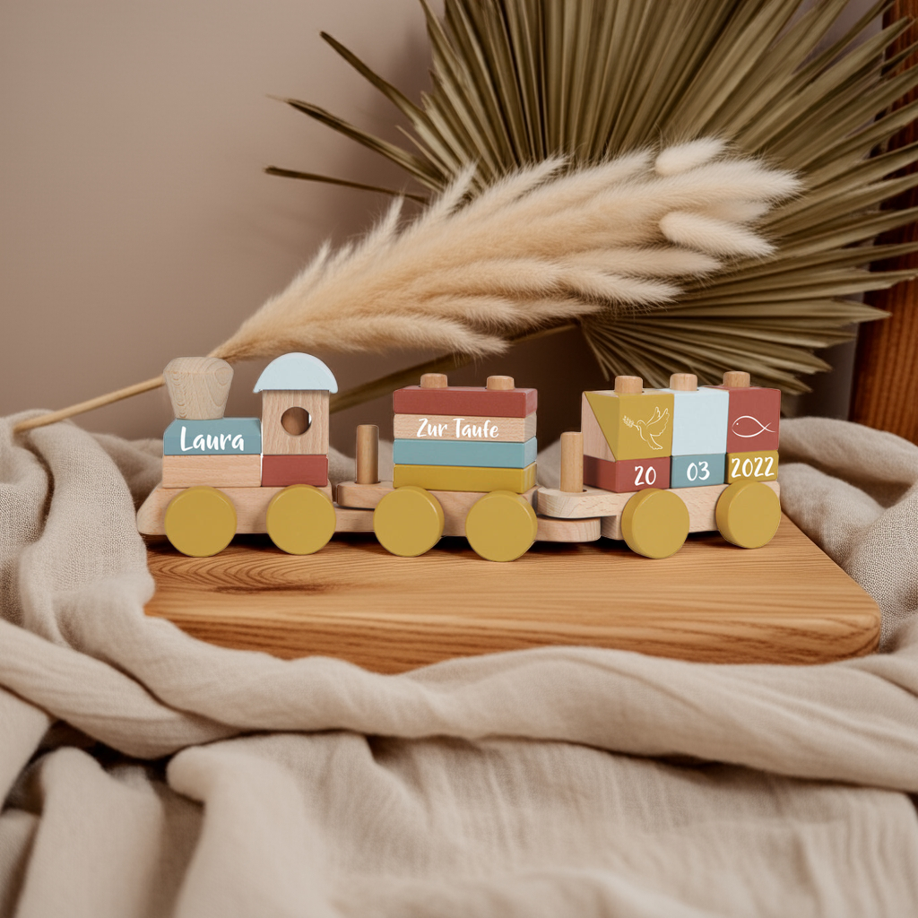 Holz-Zug Pure & Nature - Zur Taufe - bedruckt | Little Dutch