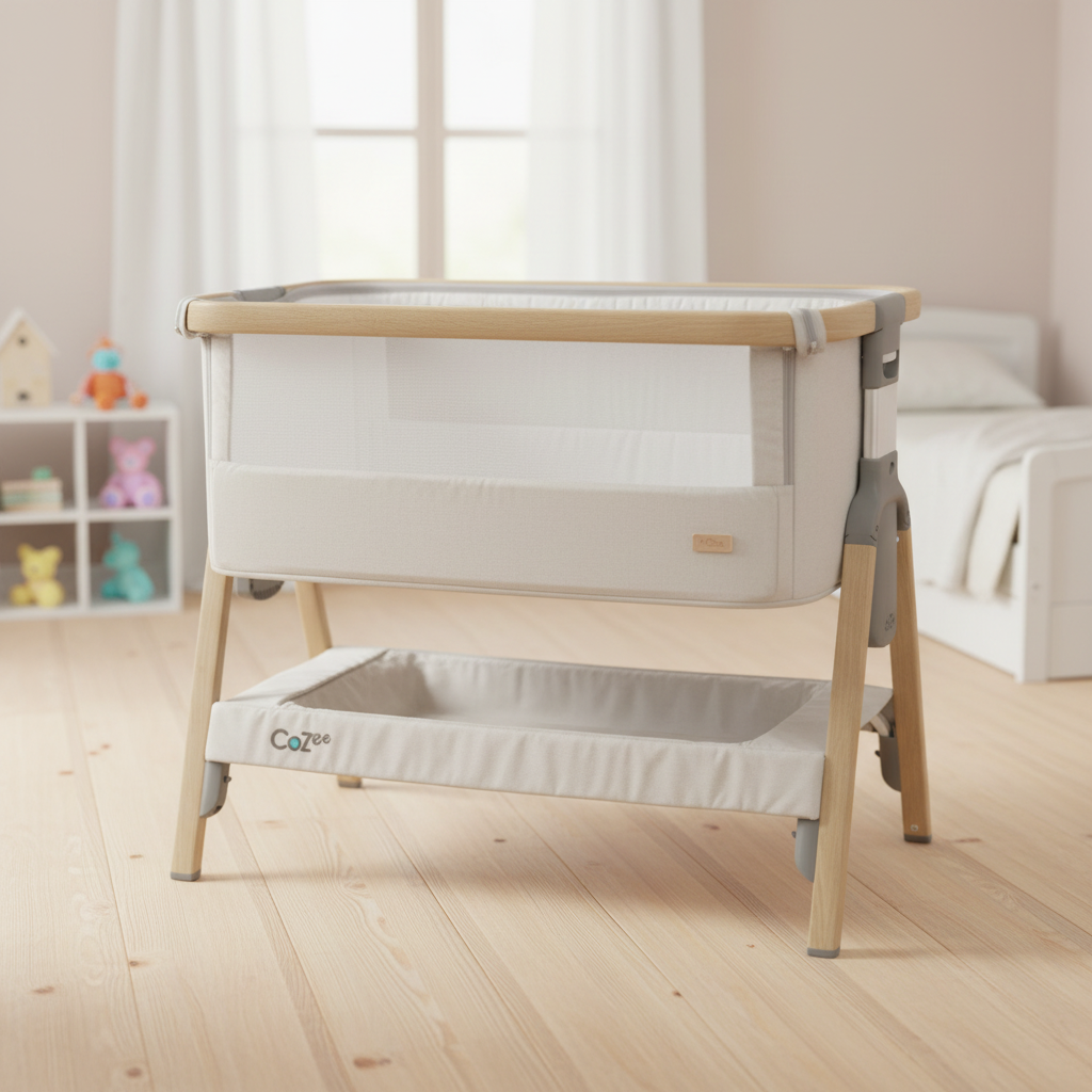 Beistellbett für Unterwegs, silber | Cozee