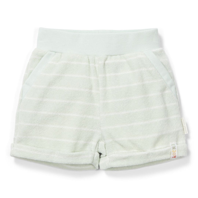Kurze Hose Frottee Farm Green Stripes | Little Dutch