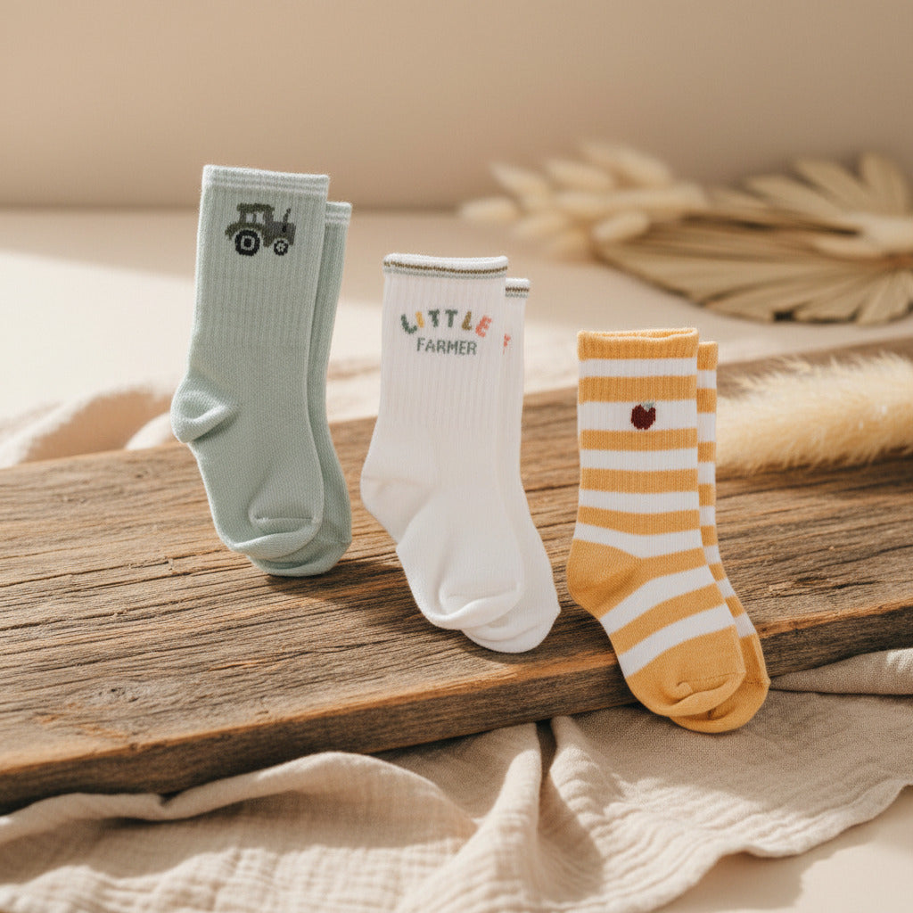 Socken 3er-Set grün/gelb/weiß | Little Dutch