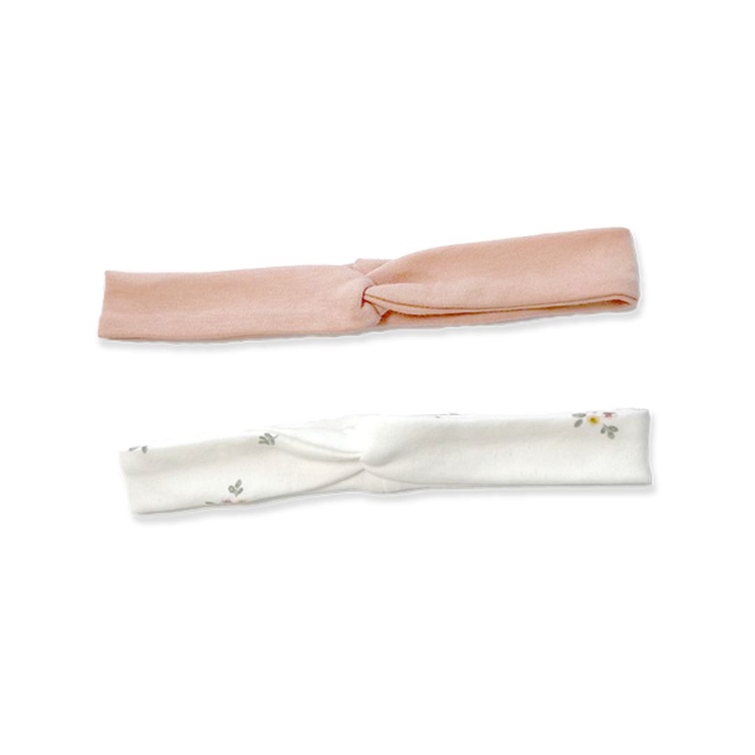 Baby haarbandjes, set van 2, wit/roze, maat 1 | Little Dutch