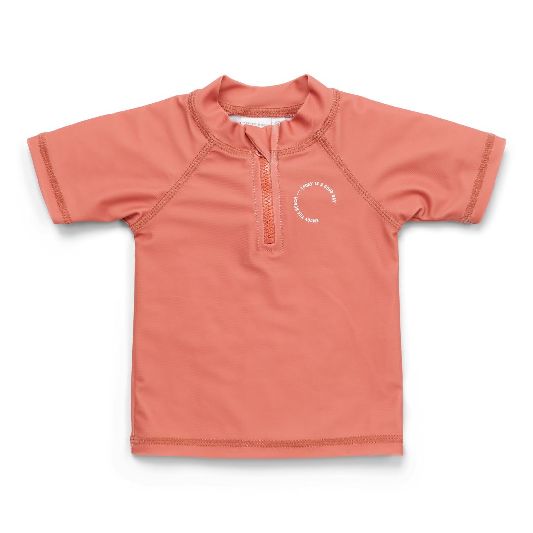 Zwemshirt met korte mouwen in koraal | Little Dutch