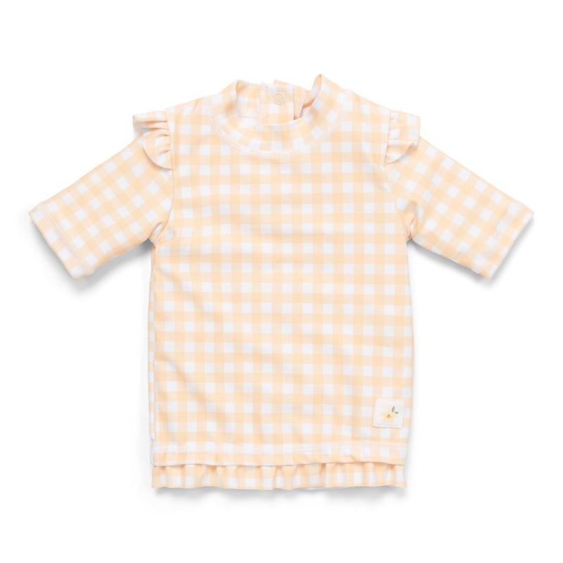 Bade-T-Shirt kurzarm Rüschen Sunshine Checks | Little Dutch