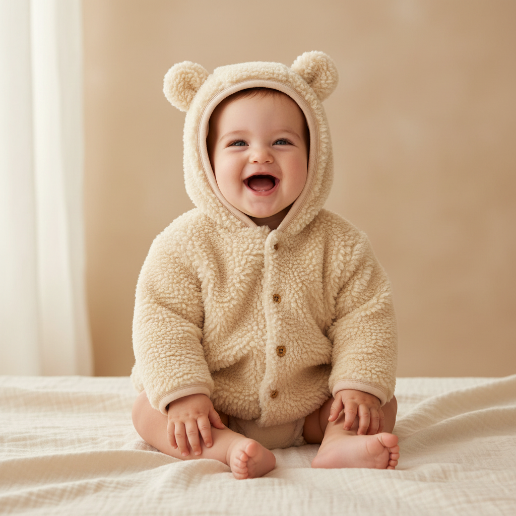 Teddy-Jacke Baby Bunny, Sand | Little Dutch