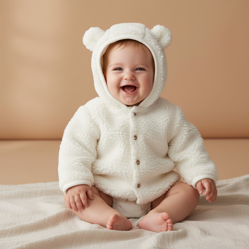 Teddy-Jacke Baby Bunny, Off-White | Little Dutch