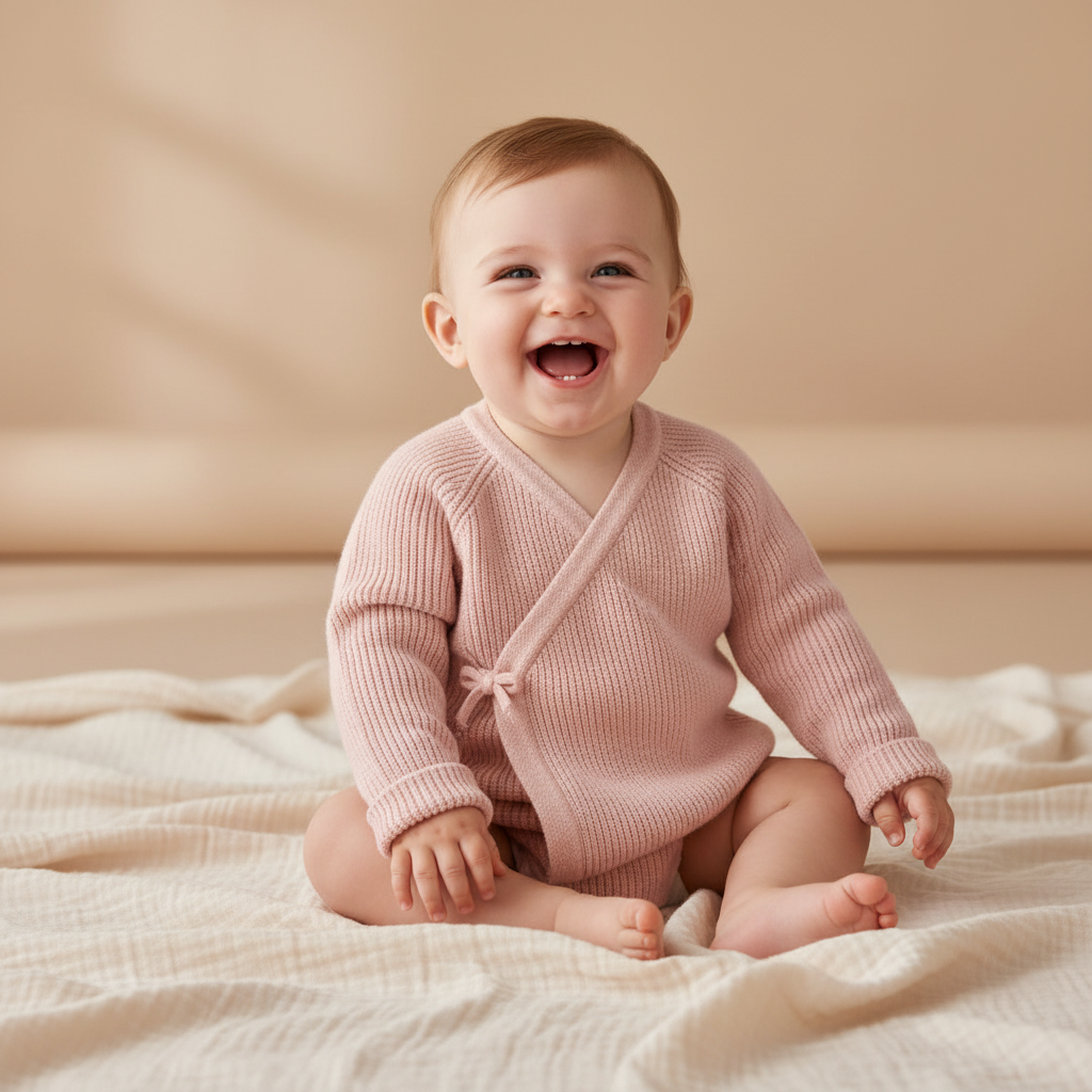 Wickelstrickjacke Essential Pure Soft Pink | Little Dutch