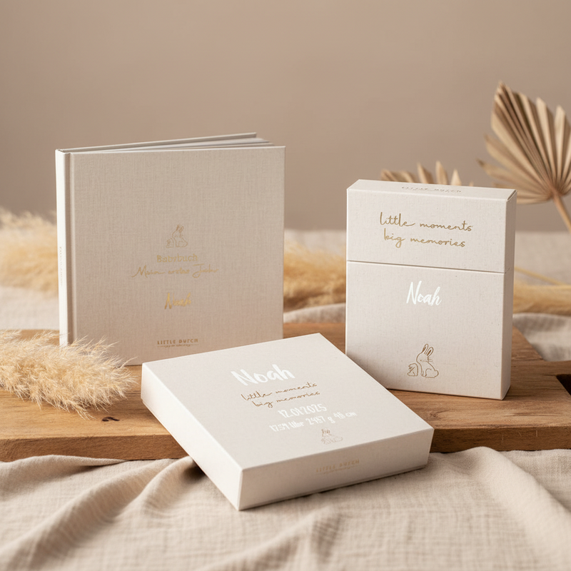 Welcome Baby-Set Buch Erinnerungsbox Meilensteinkarten