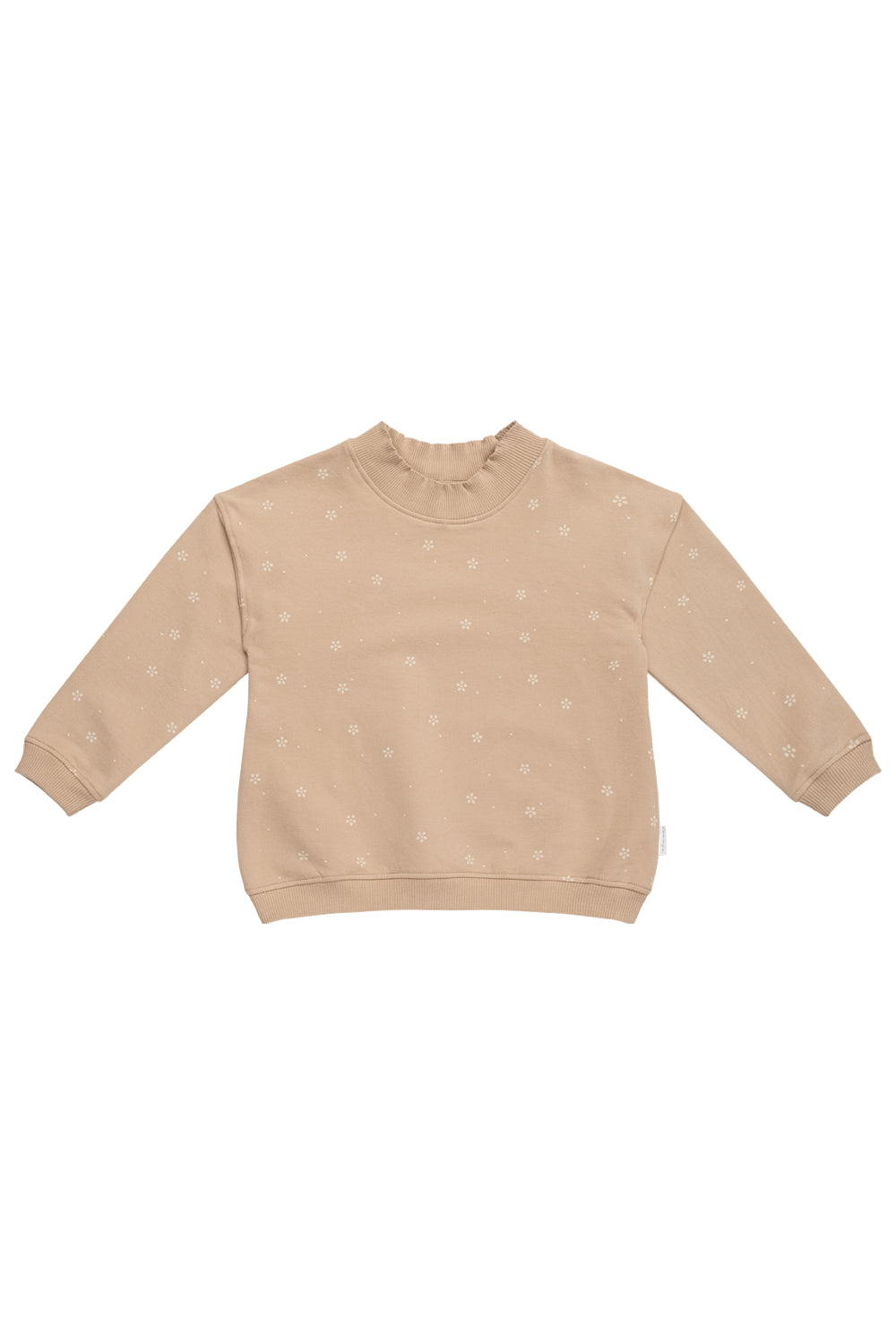 Oversized sweatshirt met ruchekraag "Floral Speckles" beige, maat 74 / 80 | leevje