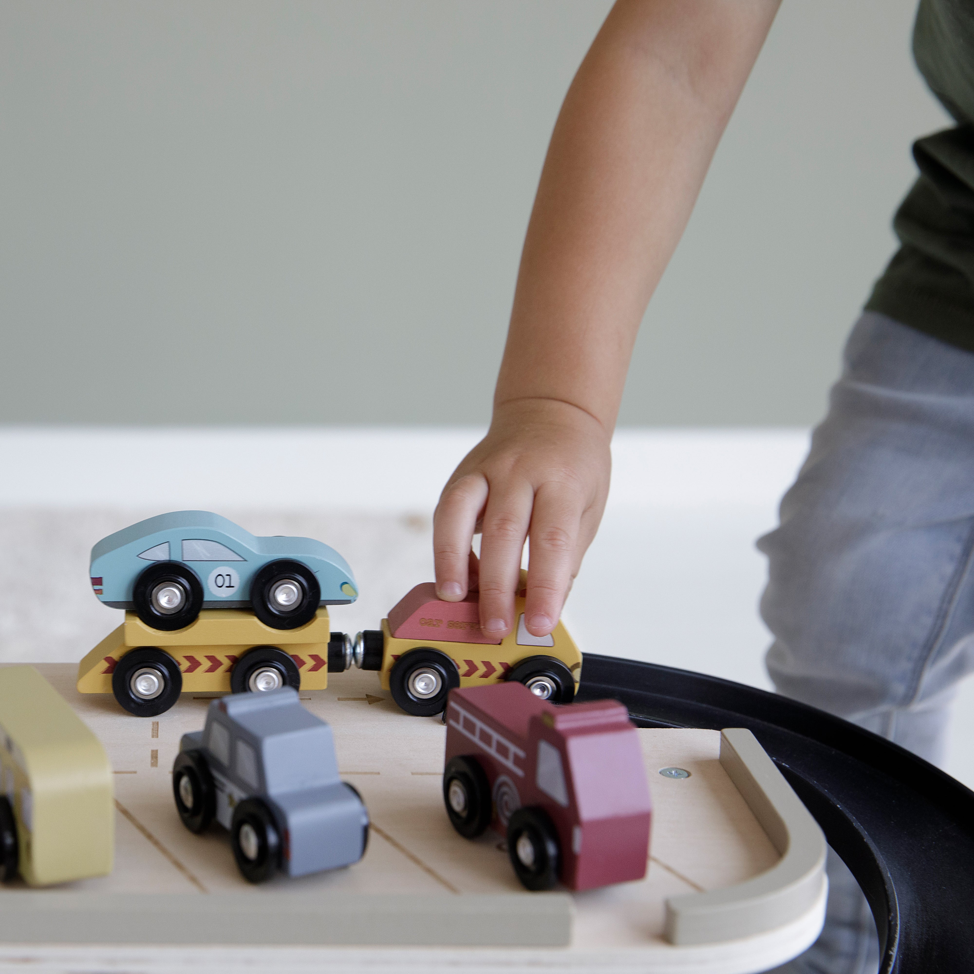 Holz-Eisenbahn Erweiterung - Fahrzeug-Set, Pur | Little Dutch