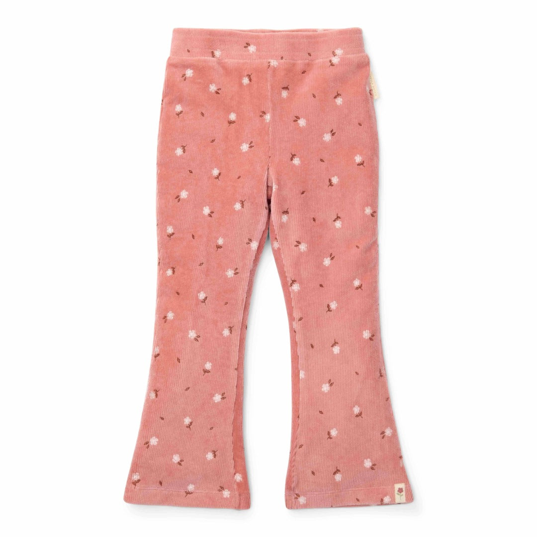 Uitlopende broek met warme rozenbloemen | Little Dutch