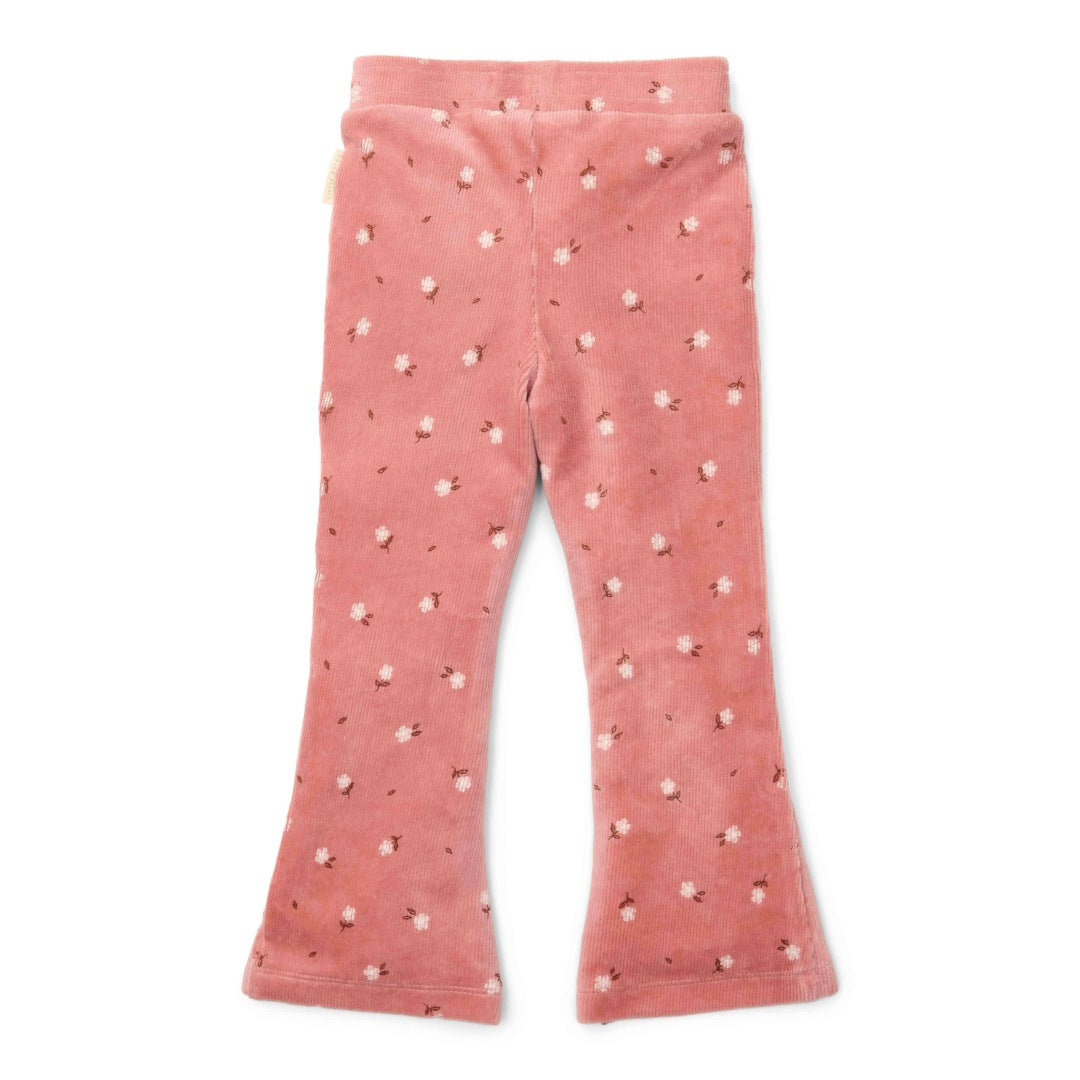Uitlopende broek met warme rozenbloemen | Little Dutch