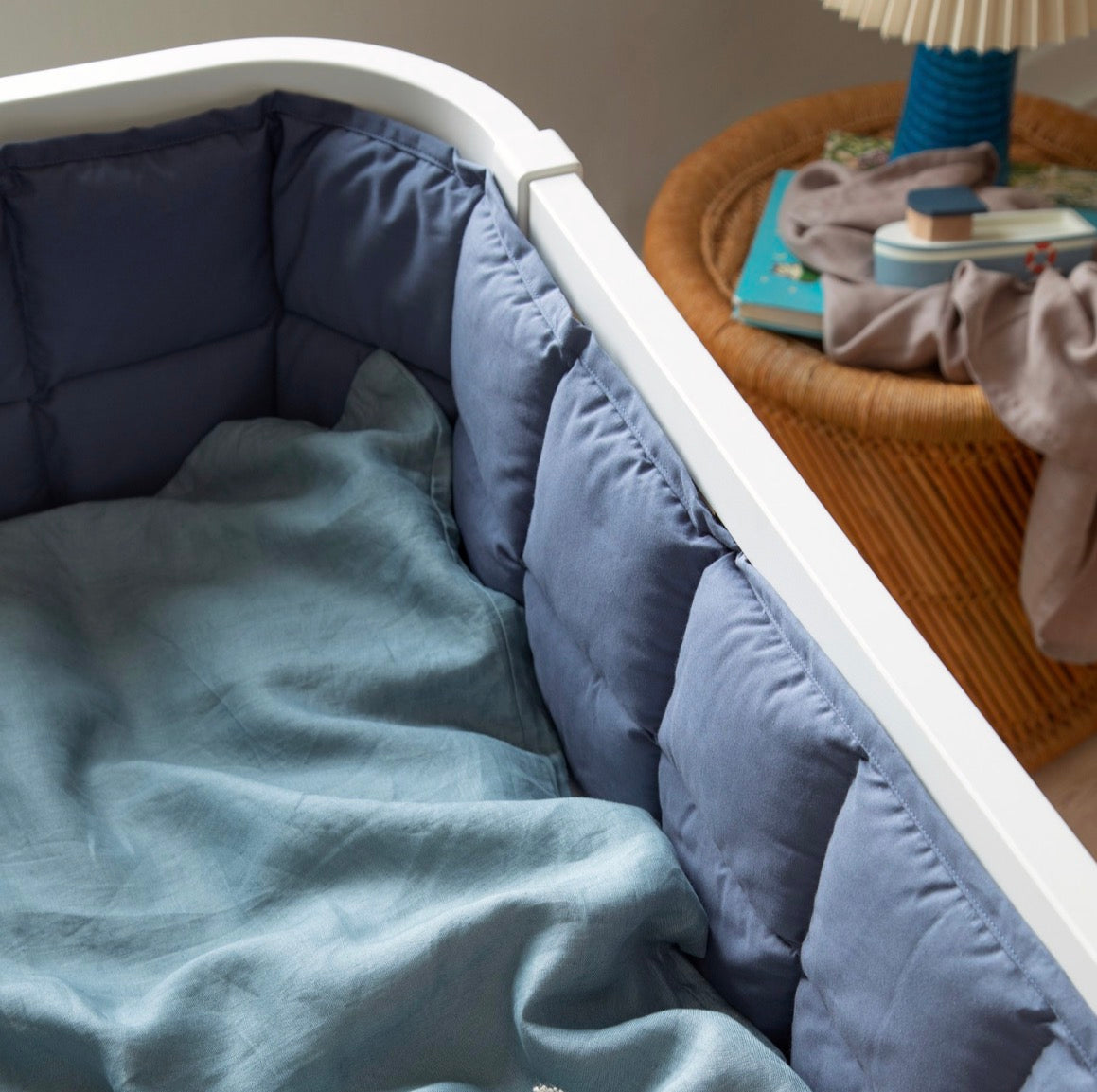 Bed bumper, kapok, nordic blue | Sebra