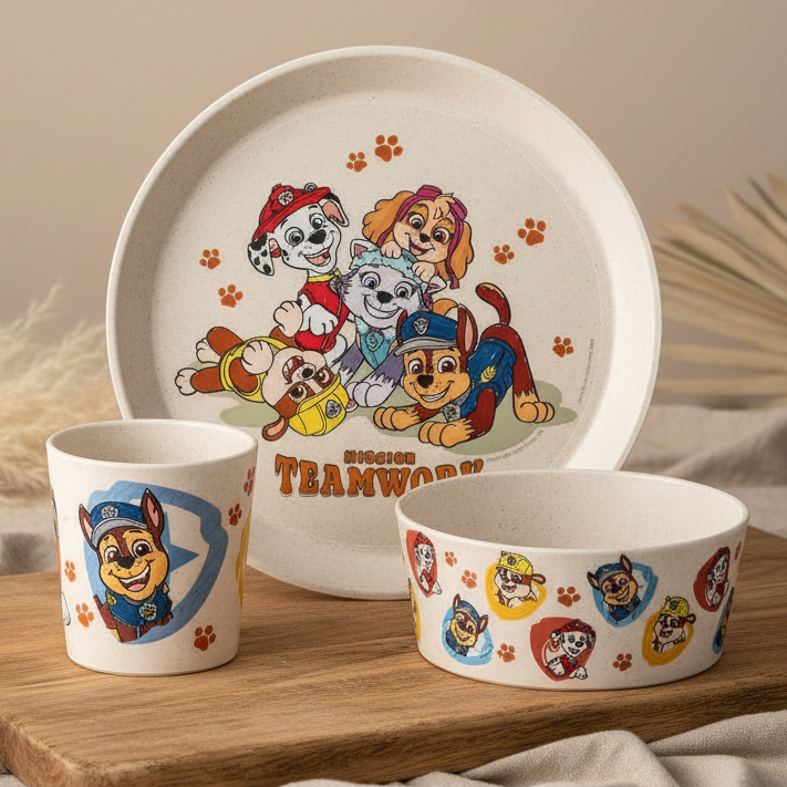 Connect Grow Paw Patrol 3-piece tableware set, sand | Koziol