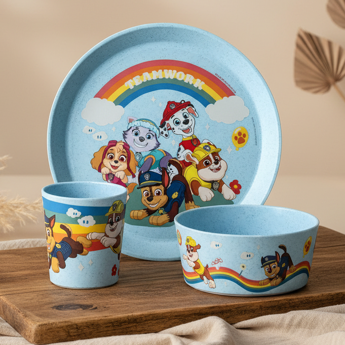 Connect Grow Paw Patrol 3-piece dinnerware set, blue | Koziol