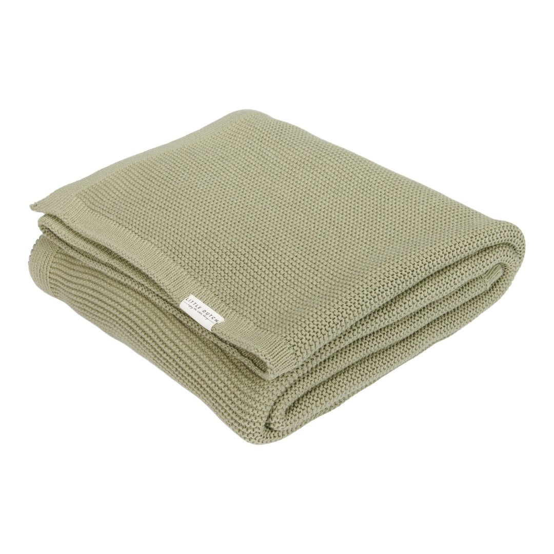 Wiegedecke Strick 70 x 100 cm - Pure Olive | Little Dutch