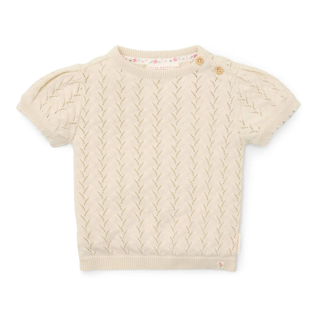 Gestrickter Pullover kurzarm Creme | Little Dutch