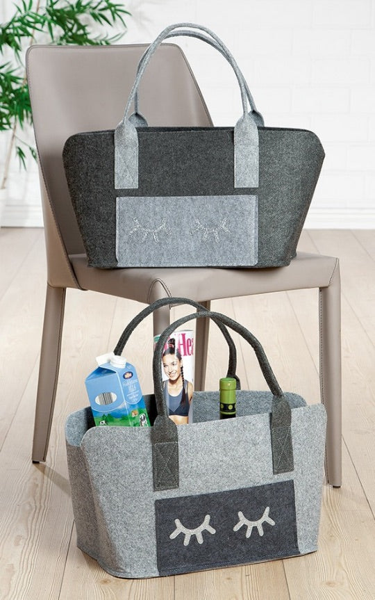 Gilde Shoppingtasche Filz "Wimpernschlag" hellgrau | by Schmatzepuffer®