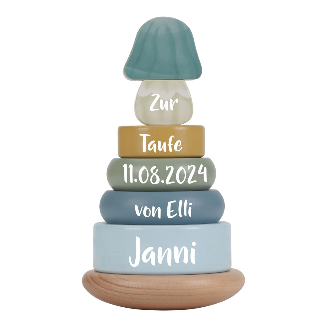 Holz-Stapelturm mit Ringen Forest Friends "Zur Taufe" | Little Dutch