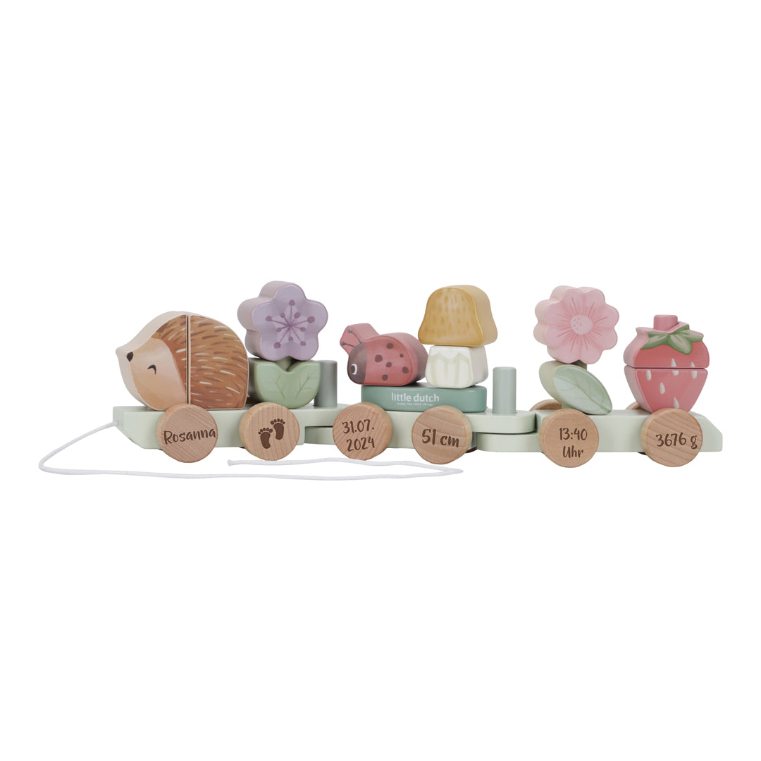 Holz-Zug Igel Fairy Garden "Zur Geburt" | Little Dutch