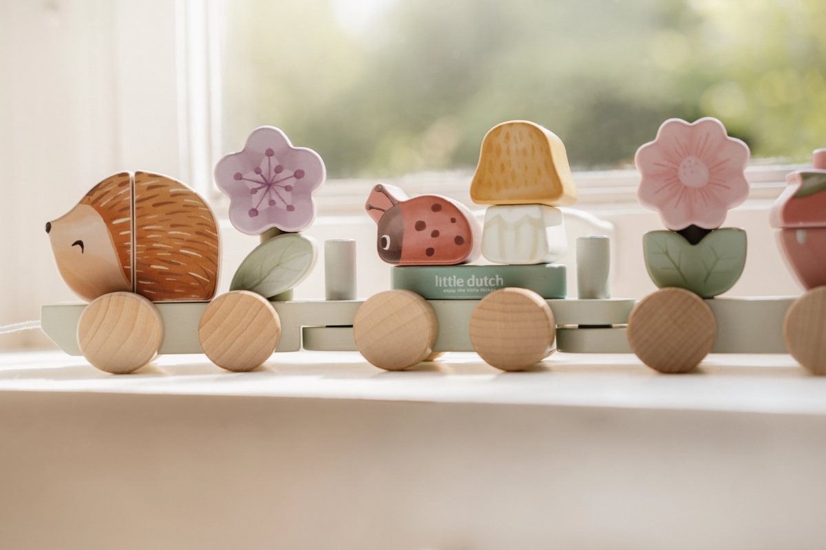 Wooden Train Hedgehog Fairy Garden "For Baptism" | Little Dutch