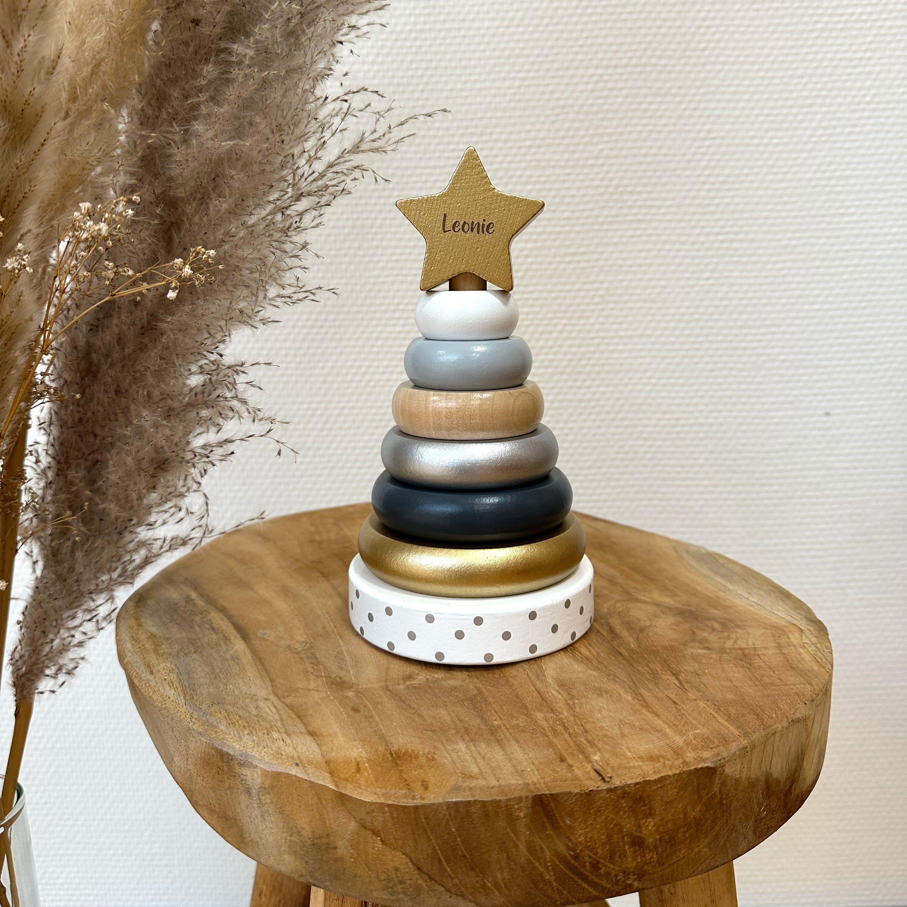 Stapelturm Holz Silber / Gold | JaBaDaBaDo