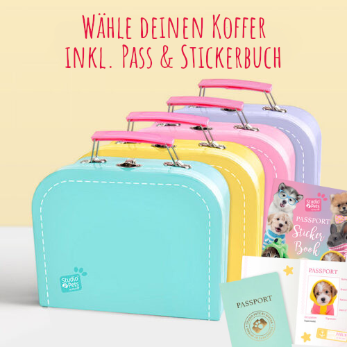 STUDIO PETS – KOFFERSET FÜR 23 CM KUSCHELTIERE (4 FARBEN)