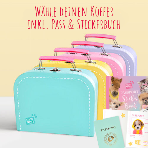 STUDIO PETS – KOFFERSET FÜR 16 CM KUSCHELTIERE (4 FARBEN)
