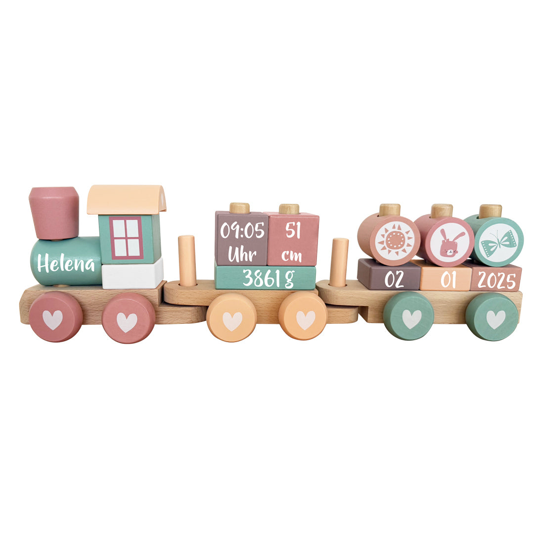 Holz-Zug Adventure Pink - Zur Geburt | Little Dutch