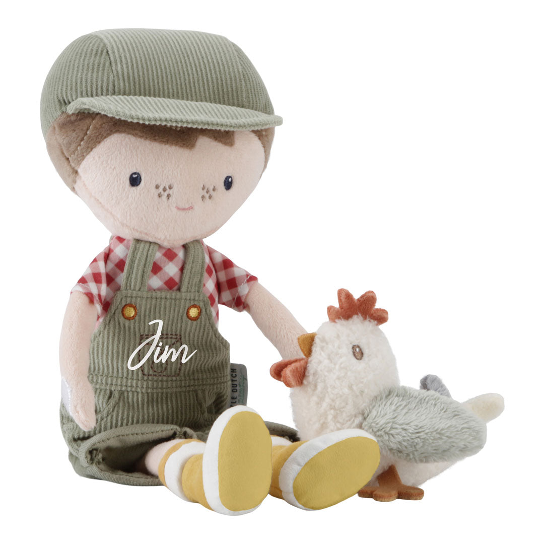 TOP DEAL - Farmer Jim with Chicken cuddly doll, 35 cm | Little Dutch