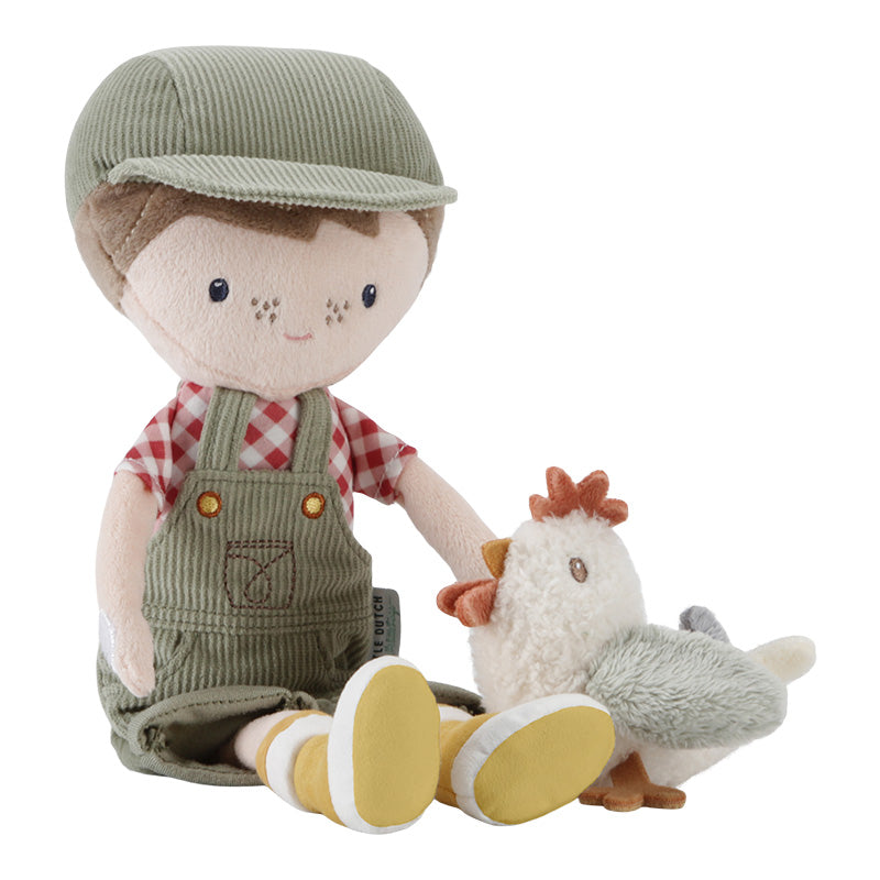 TOP DEAL - Farmer Jim with Chicken cuddly doll, 35 cm | Little Dutch