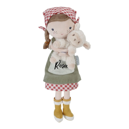 Kuschelpuppe Bäuerin Rosa mit Schaf 35 cm | Little Dutch