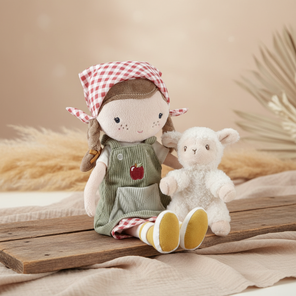 Little Dutch cuddly doll farmer Rosa with sheep 35 cm